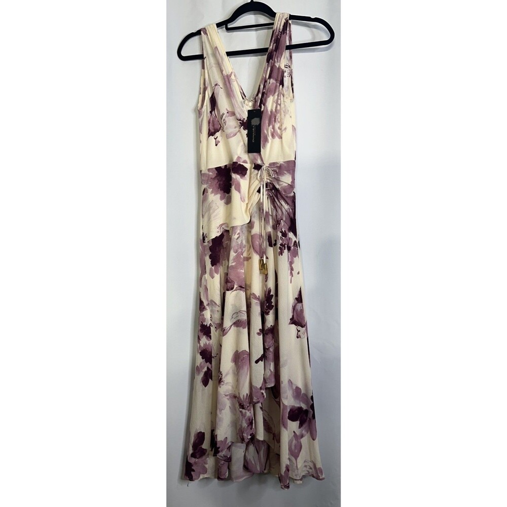 Donna Karan New York Chiffon Floral Faux-Wrap Midi Dress size 6 - Picture 6 of 10